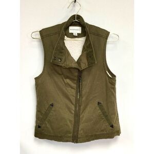 Marrakech By Anthropologie Womens Forest Green Fleece Lined  Full Zip Vest Small